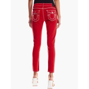New TRUE RELIGION Size 16 (30) Red Super Stretch Skinny Embroidered Pockets Y2K